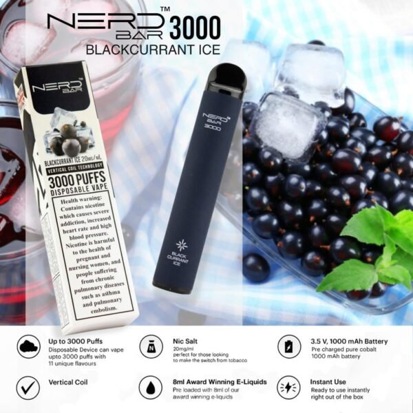Nerd Bar 3000 Puffs Disposable Vape Blackcurrant Ice