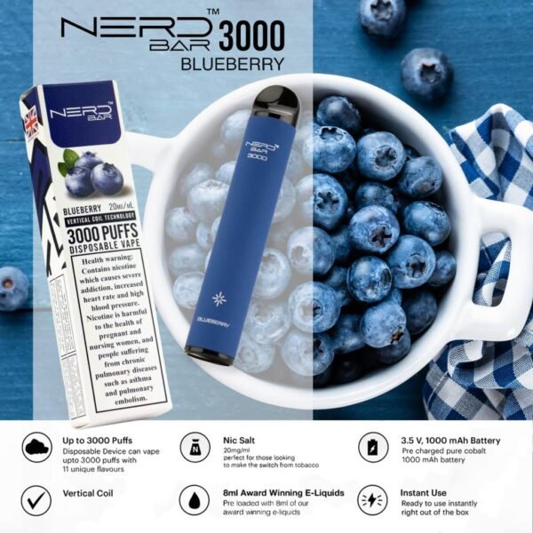 Nerd Bar 3000 Puffs Disposable Vape Blueberry