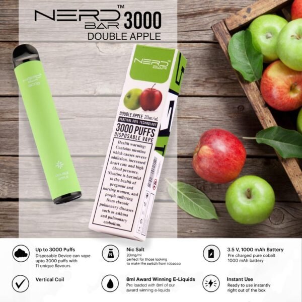 Nerd Bar 3000 Puffs Disposable Vape Double Apple Shisha