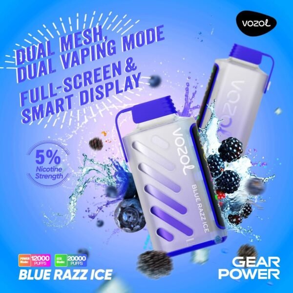 VOZOL Gear Power 20000 Puffs Disposable Vape Blue Razz Ice