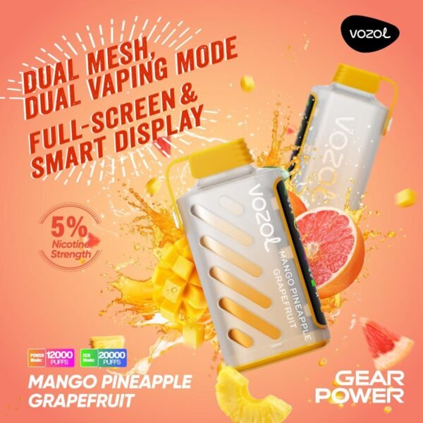 VOZOL Gear Power 20000 Puffs Disposable Vape Mango Pineapple Grapefruit