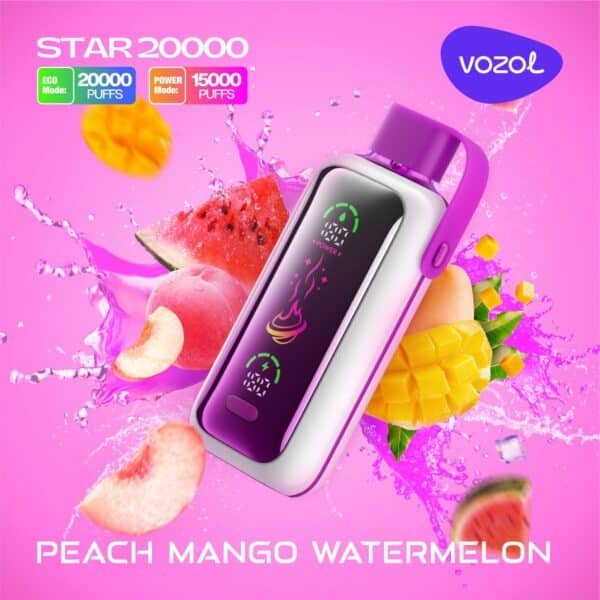 VOZOL Star 20000 Puffs Disposable Vape Peach Mango Watermelon