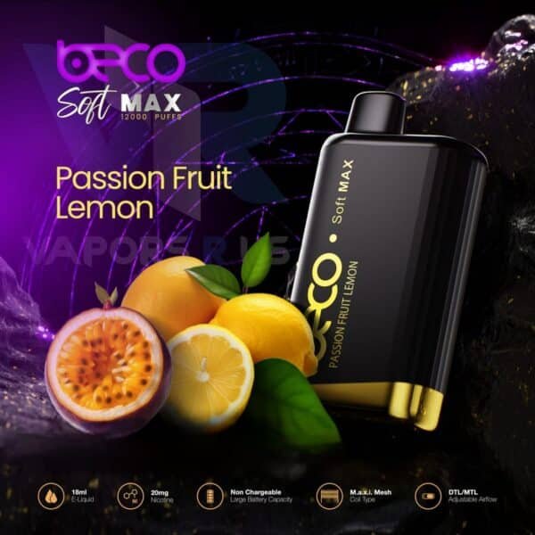 Beco Soft Max 12000 disposable vape passion fruiy lemon