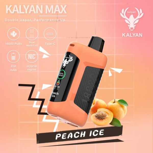 Kalyan Max 18000 Puffs disposable vape Peach ice