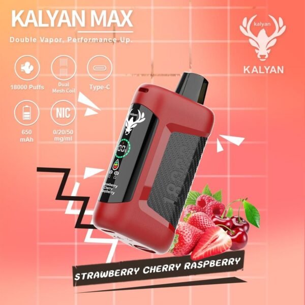 Kalyan Max 18000 Puffs disposable vape strawberry Cherry Raspberry