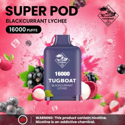 Tugboat Super 16000 Puffs Pod Mod blackcurrant lychee