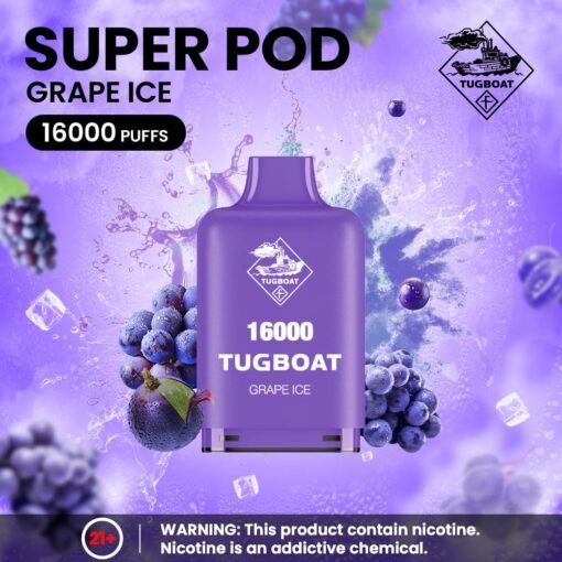 Tugboat Super 16000 Puffs Pod Mod grape ice