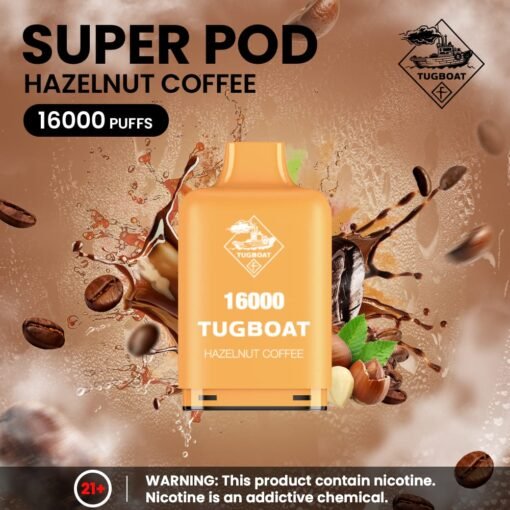 Tugboat Super 16000 Puffs Pod Mod Hazelnut coffee e1744706970849