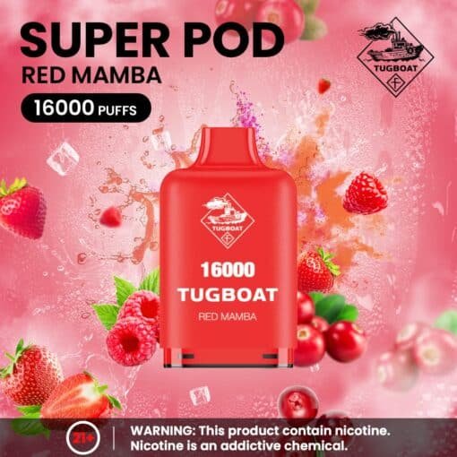 Tugboat Super 16000 Puffs Pod Mod red mamba