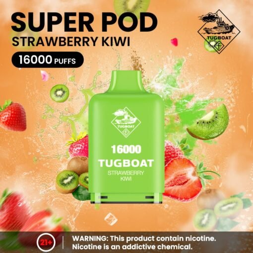 Tugboat Super 16000 Puffs Pod Mod strawberry kiwi